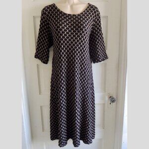 Tianello Black & Tan Honeycomb Textured Knit Dress M